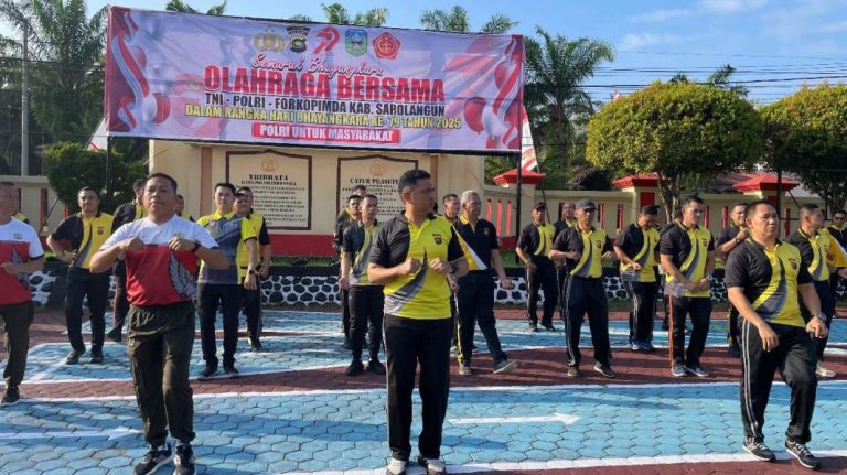 Bupati Sarolangun Ikuti Olahraga Bersama Sambut HUT Bhayangkara ke 79 Tahun 2025